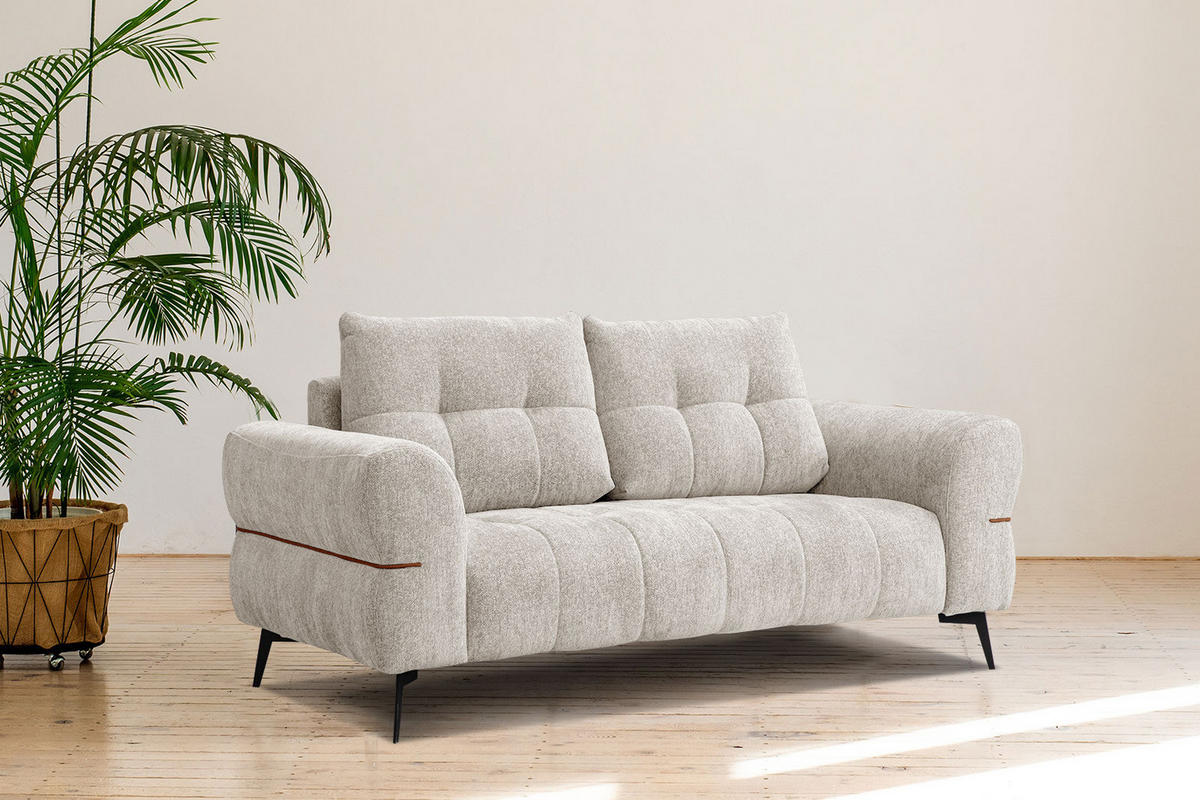SOFA SALVINI 2,5-Sitzer, ecru - Ecru/Schwarz, Holzwerkstoff/Textil (176/88/99cm) - Courtois Laville