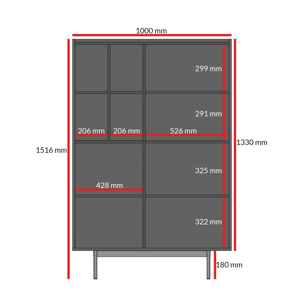 REGAL Noel 100 Kaschmir/Schwarz - Kaschmir/Schwarz, Holzwerkstoff/Metall (100/152/42cm) - mzm24