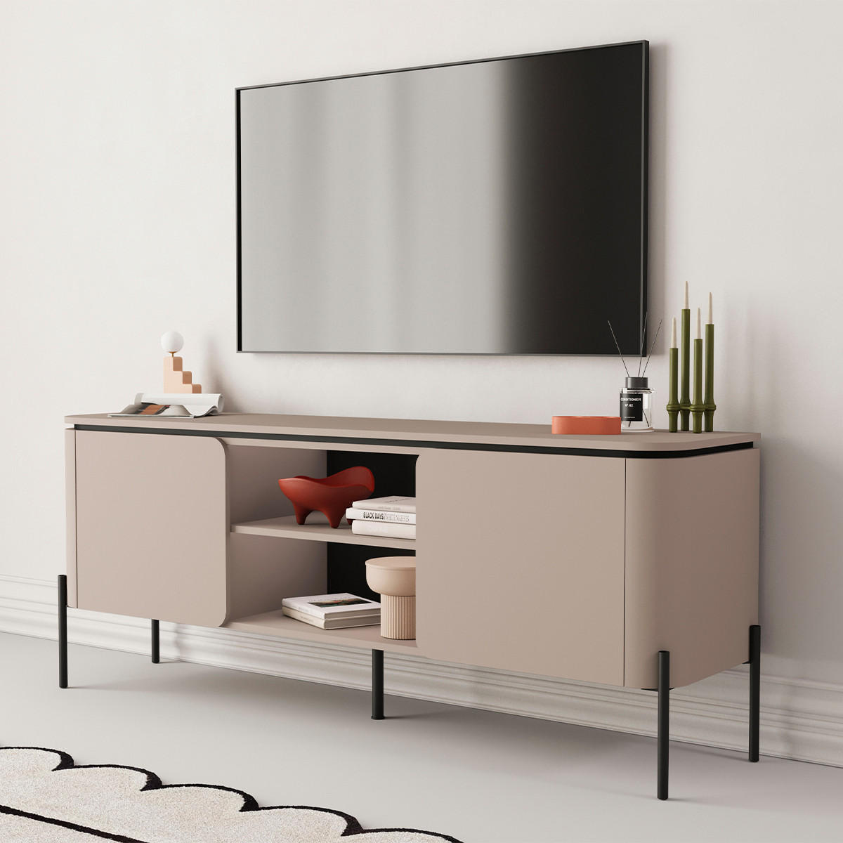 TV-MÖBEL Taupe - Taupe, Holzwerkstoff (162.8/65/39.5cm) - Petits-meubles