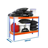 SCHWERLASTREGAL MINI WOOD YETI TWO | HxBxT 90x150x60cm | Fachlast 400kg | Blau-Orange - Blau/Orange, Holzwerkstoff (90/90/60cm) - Sonstige