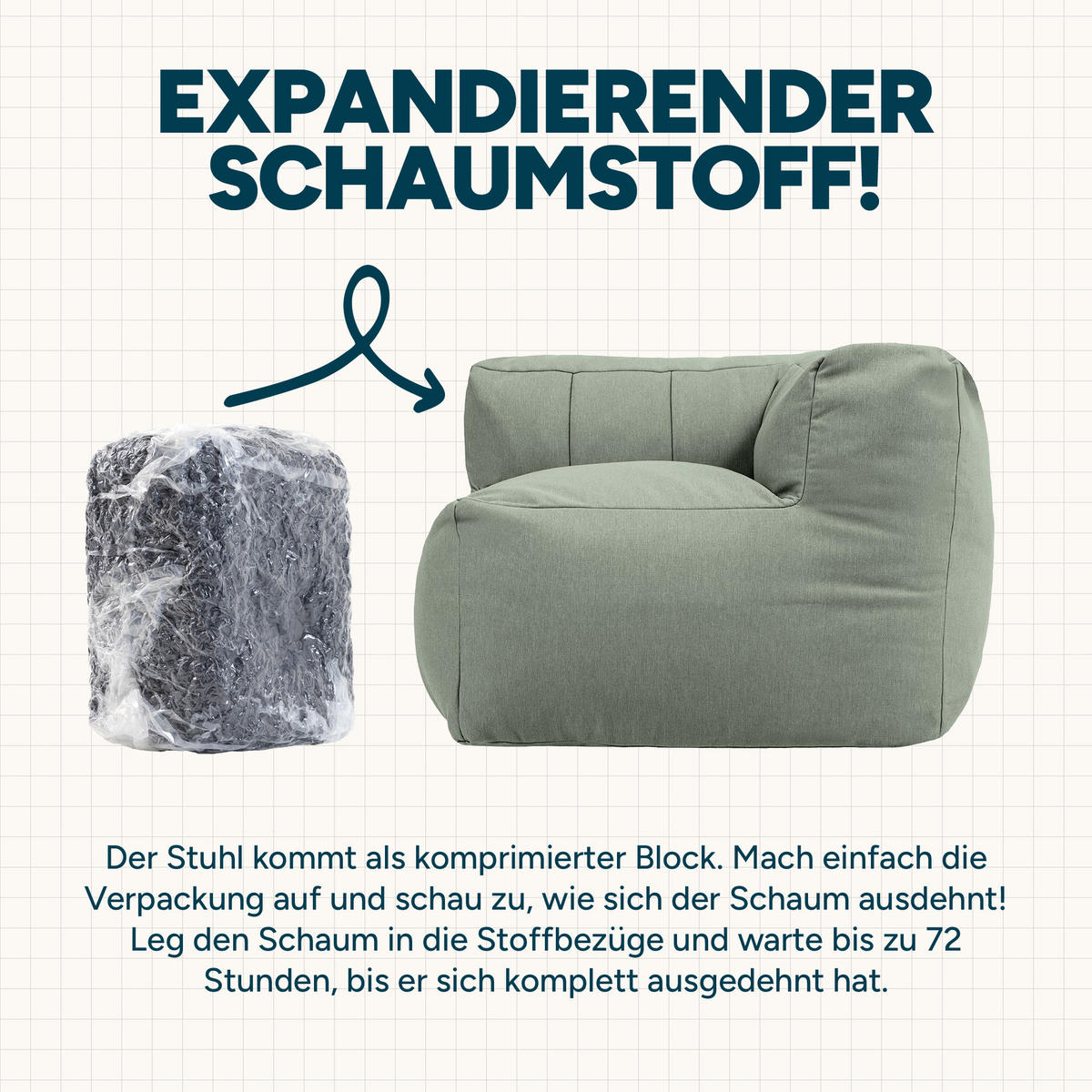 SITZSACK-SOFA Outdoor 4-tlg.: 2 Ecksessel, Sessel, Fußstütze - Grün, Textil (395/68/100cm) - icon