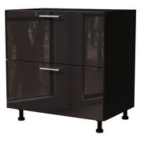 SCHUBALADENUNTERSCHRANK Essen D2A/90/1A Schwarz Hochglanz / Schwarz Matt 90 / 50 / 82cm - Schwarz Hochglanz/Schwarz, Holz/Holzwerkstoff (90/82/50cm) - Feldmann-Wohnen