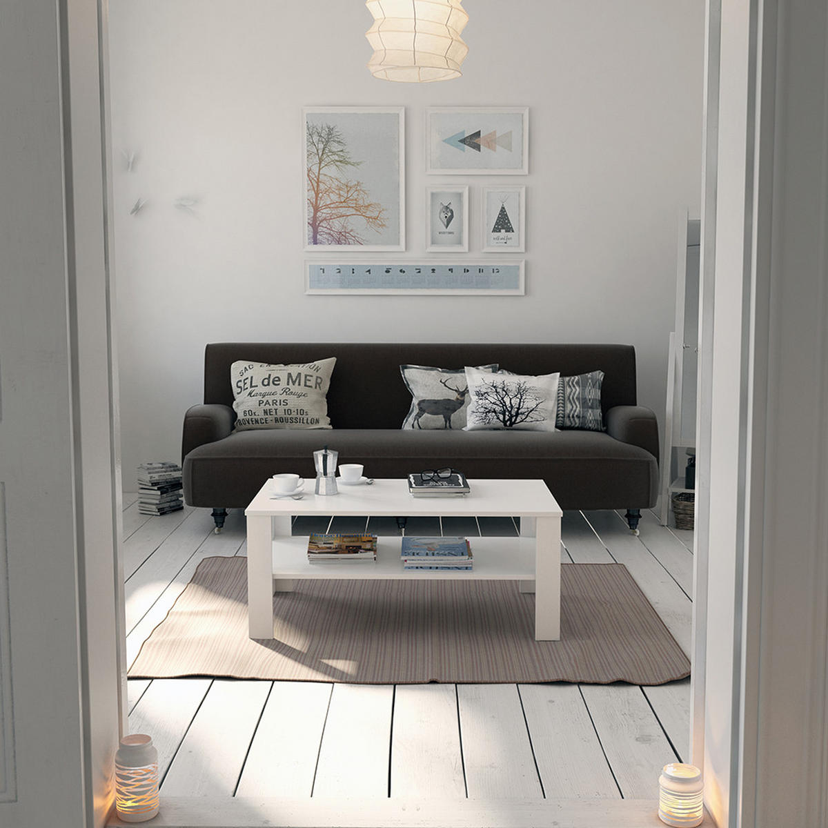 COUCHTISCH Weiß 100 x 60 cm - Weiß, Holzwerkstoff (60/100/42cm) - Vicco