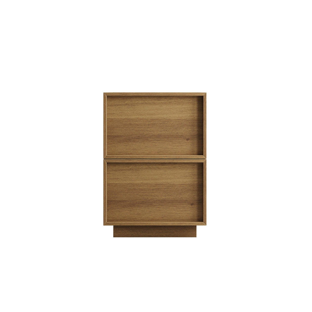 OKWISH NOČNÍ stolek 38/48/55 cm dubový z MDF a dřevotřísky se dvěma zásuvkami bez úchytek