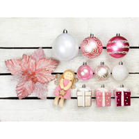 WEIHNACHTSBAUMSCHMUCK-SET PRINZESSIN MAJA, 165-teilig, für Weihnachtsbäume 240–270 cm, inkl. Aufbewahrungsbox - Pink/Weiß, Glas/Kunststoff (55/50/75cm) - LAALU