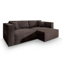 ECKSOFA NERIO M Braun Velours-Stoff mit Schlaffunktion - Braun, Holz (245/148cm) - MASSENO