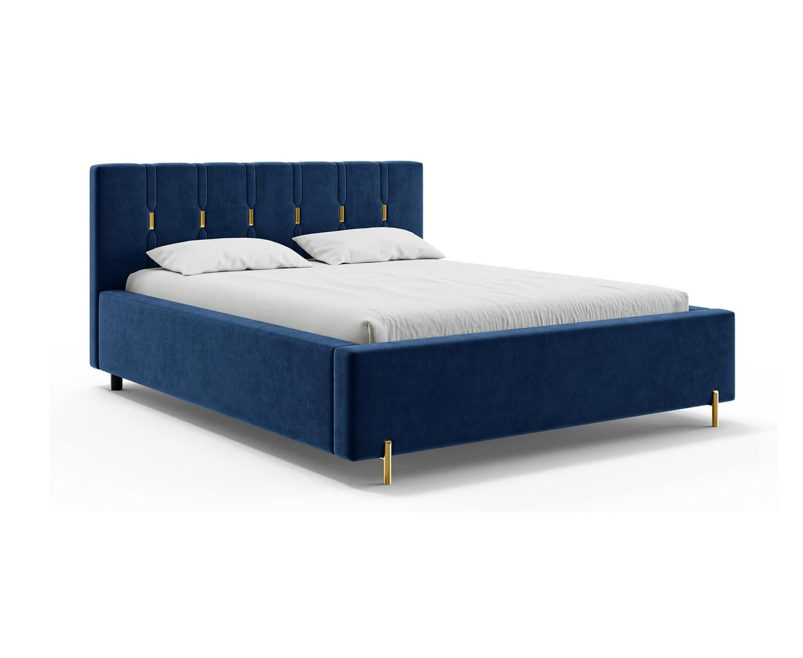 BETT FABIO - Goldfarben/Dunkelblau, Holzwerkstoff (180/200cm) - Meblini