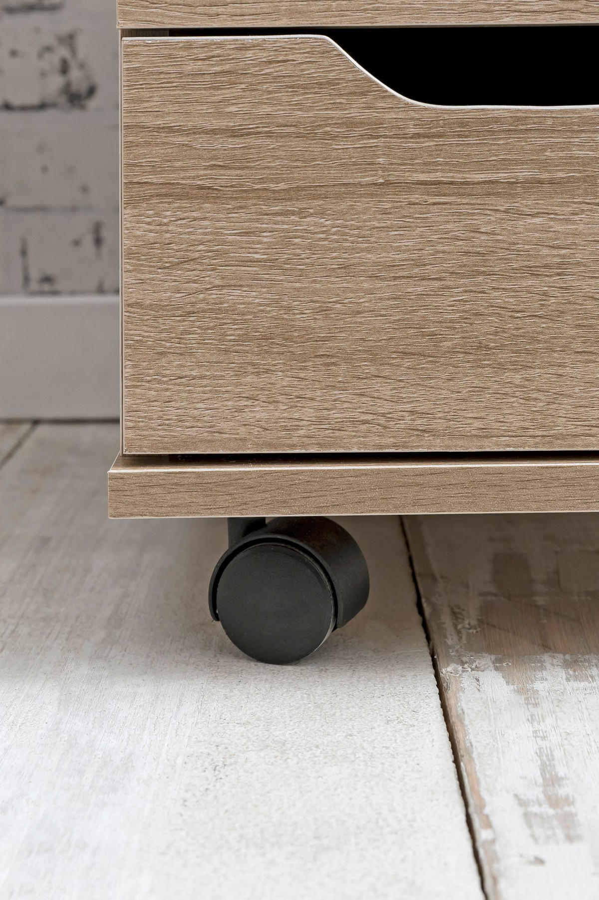 ROLLCONTAINER – Weiß, 4 Schubladen, Rollen, stilvoll, für Büro - Beige/Schwarz, Holz/Kunststoff (40/60/40cm) - KADIMA DESIGN