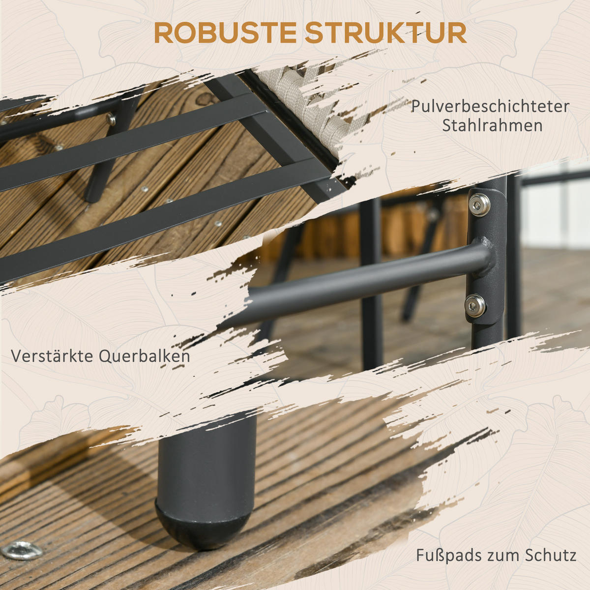 GARTENSTÜHLE 2er-Set, Stahl, Polyester, Beige - Beige, Metall (60/71/57cm) - Outsunny