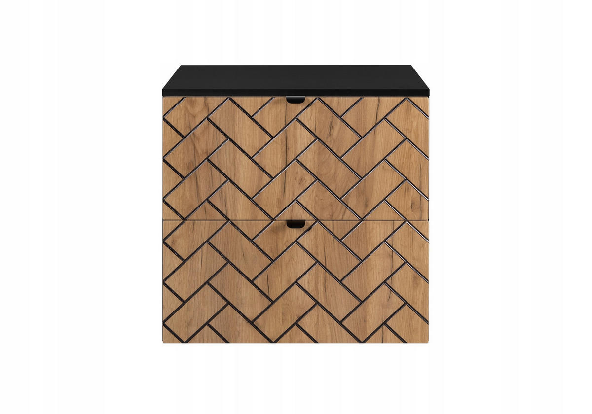 WASCHBECKUNTERSCHRANK Craft Eiche/Schwarz Matt 60/46/60 cm - Eichefarben/Schwarz, Holzwerkstoff (60/60.7/46cm) - Rodan