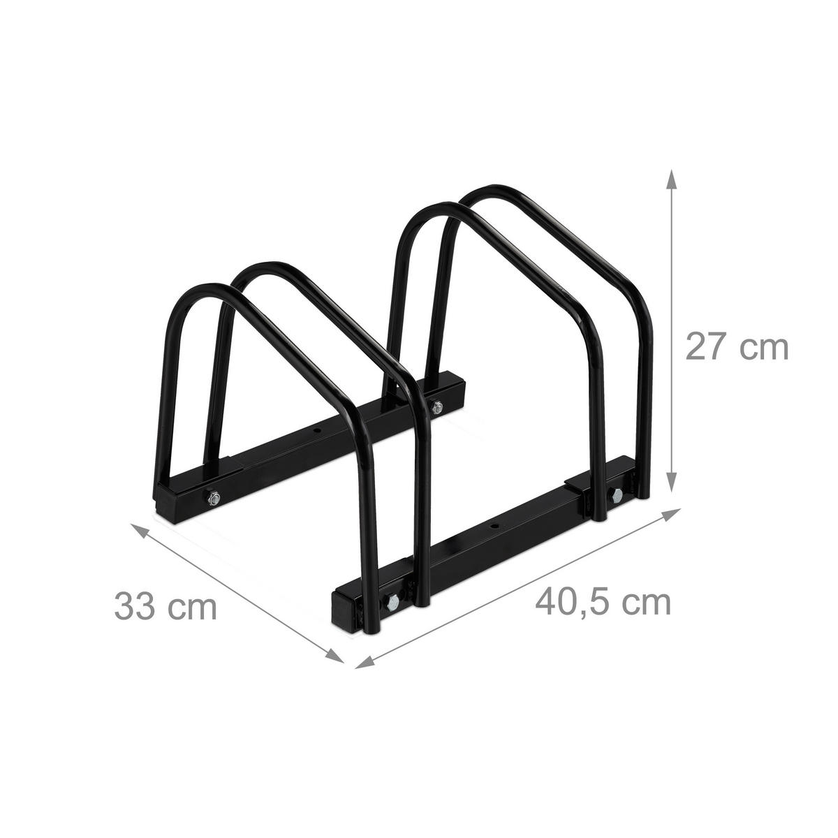 FAHRRADSTÄNDER Schwarz für 2 Fahrräder pulverbeschichteter Stahl 27x40,5x33 cm - Schwarz, Metall (40.5/27/33cm) - Relaxdays