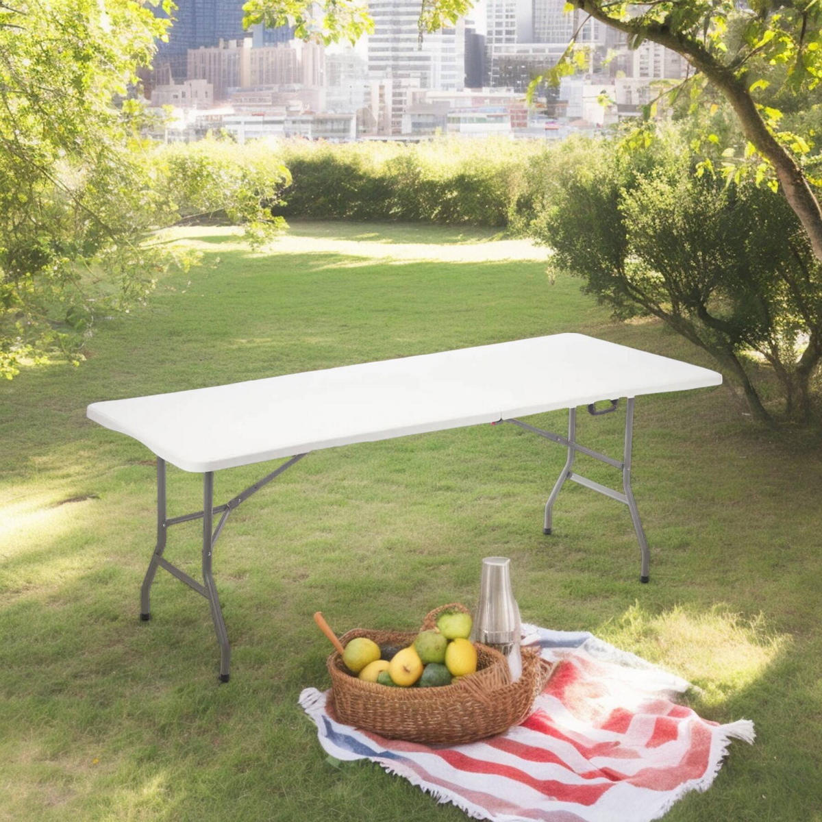 GARTENTISCH Faltbar 244/76/74 cm - Weiß, Kunststoff (244/76/74cm)