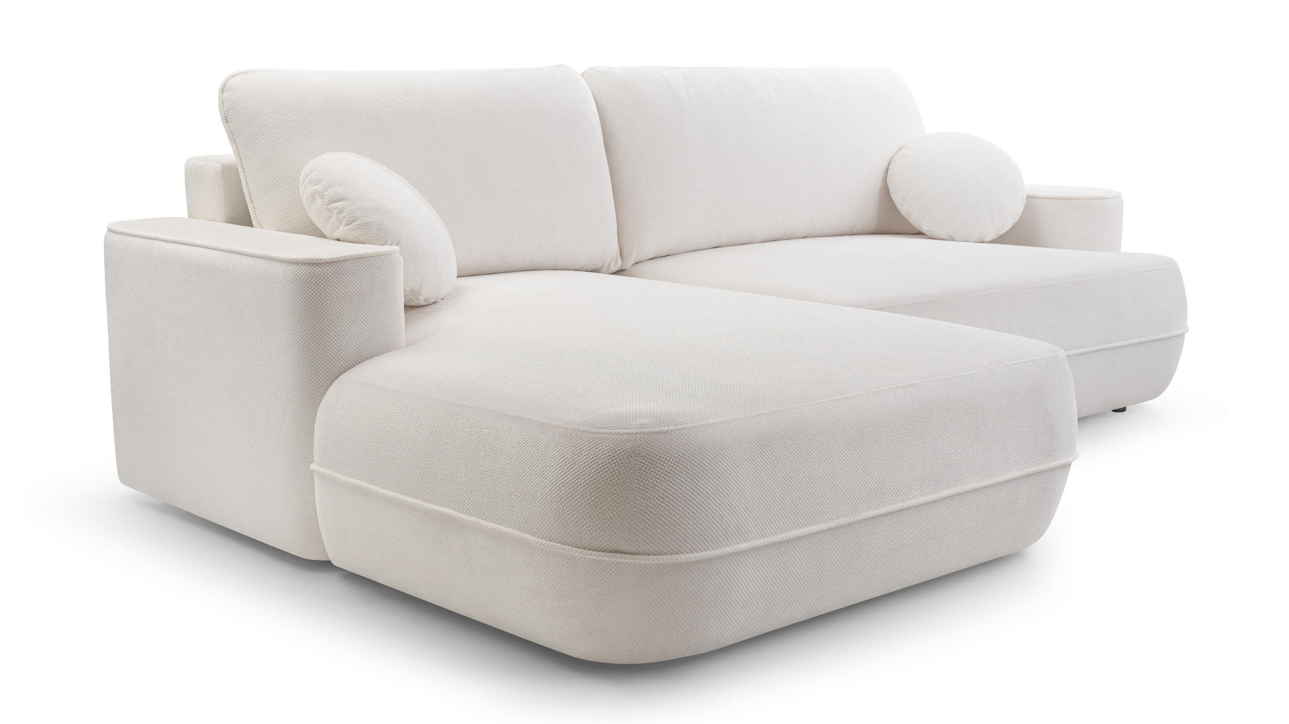 ECKCOUCH L Form Peoni Weiß 267/168/87 cm mit Schlaffunktion L - Schwarz/Weiß, Kunststoff/Textil (168/267cm) - AX Living