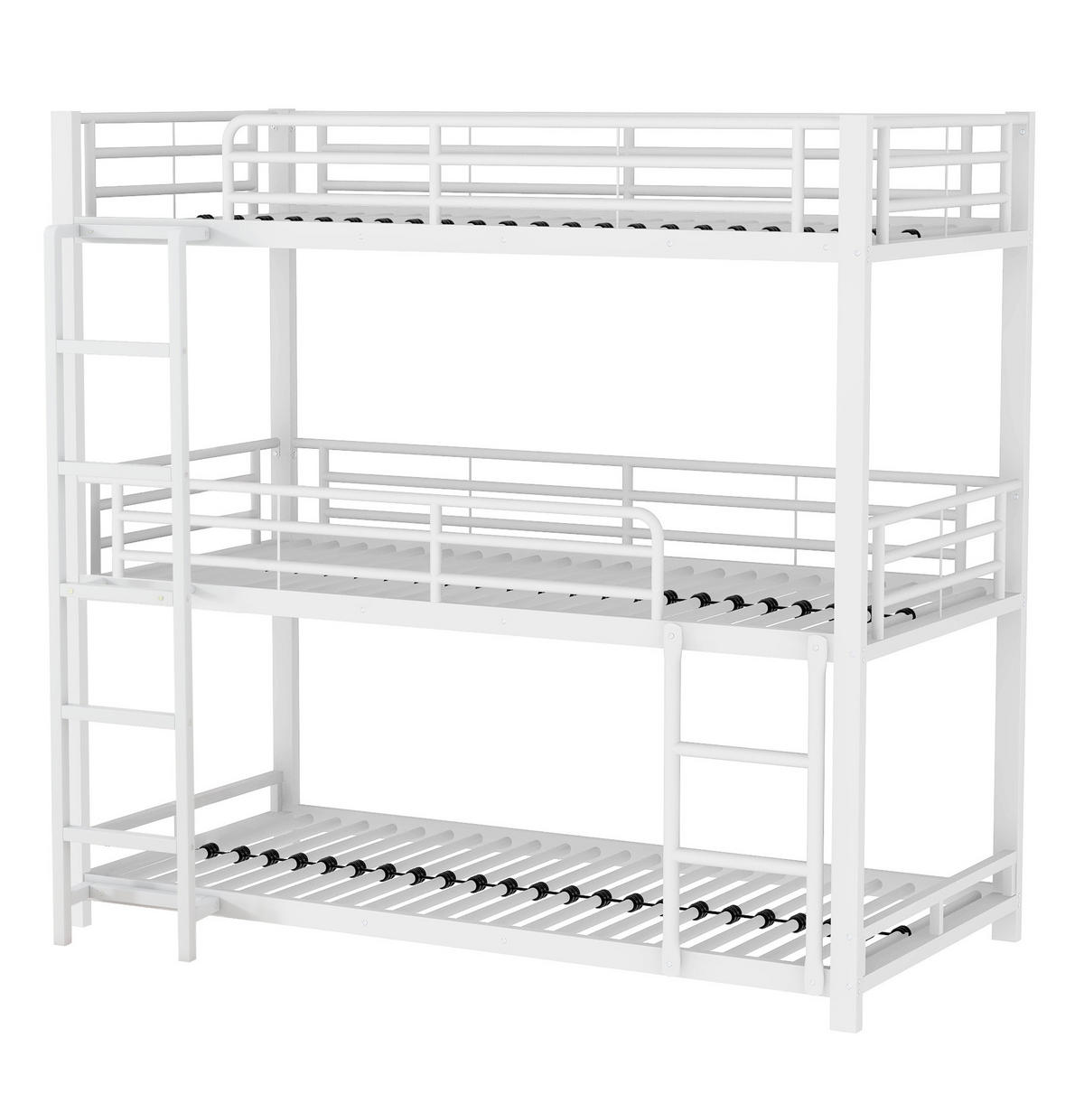 ETAGENBETT Kinderbette 90/200 cm aus Metall mit Sicherheitsgeländern Weiß - Weiß, Metall (90/200cm) - Modenvie