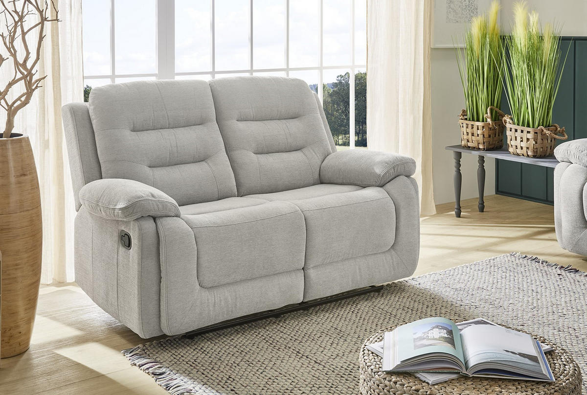 2-SITZER-RELAXSOFA Federkern, Liegefunktion verstellbar durch halbautomatische Relaxfunktion B162/T98/H103 cm, Chenille Grau / 15502 - Schwarz/Grau, Textil (162/103/98cm) - luma-home