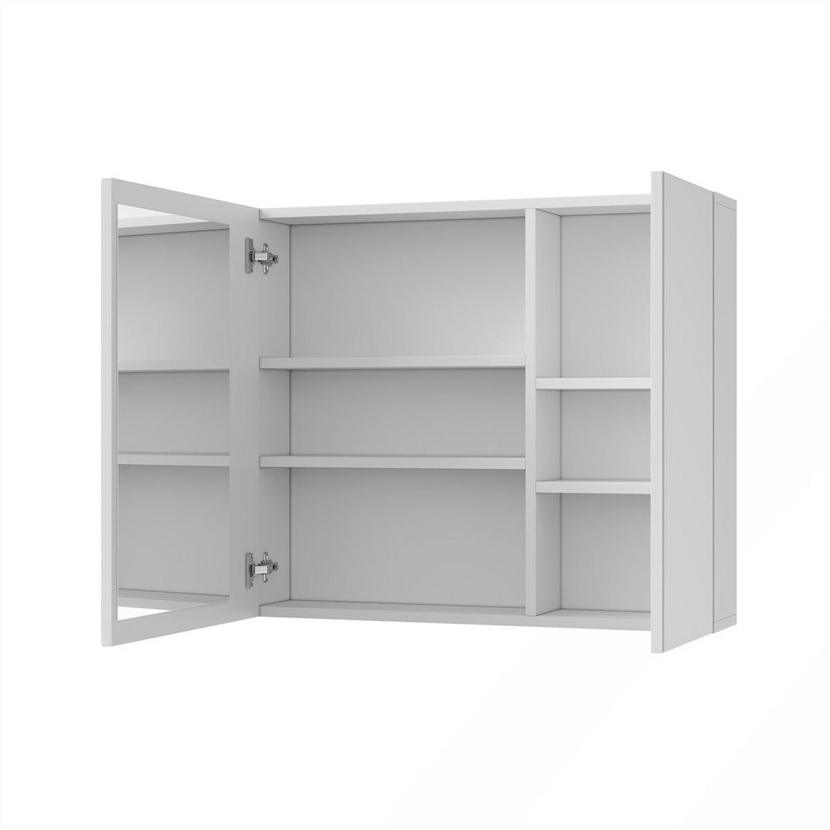 SPIEGELSCHRANK - zweitürig - mit LED-Beleuchtung - Antibeschlag-Funktion und doppelseitigem Spiegel - Weiß - Weiß, Holzwerkstoff (13.5/60/70cm) - DELFA
