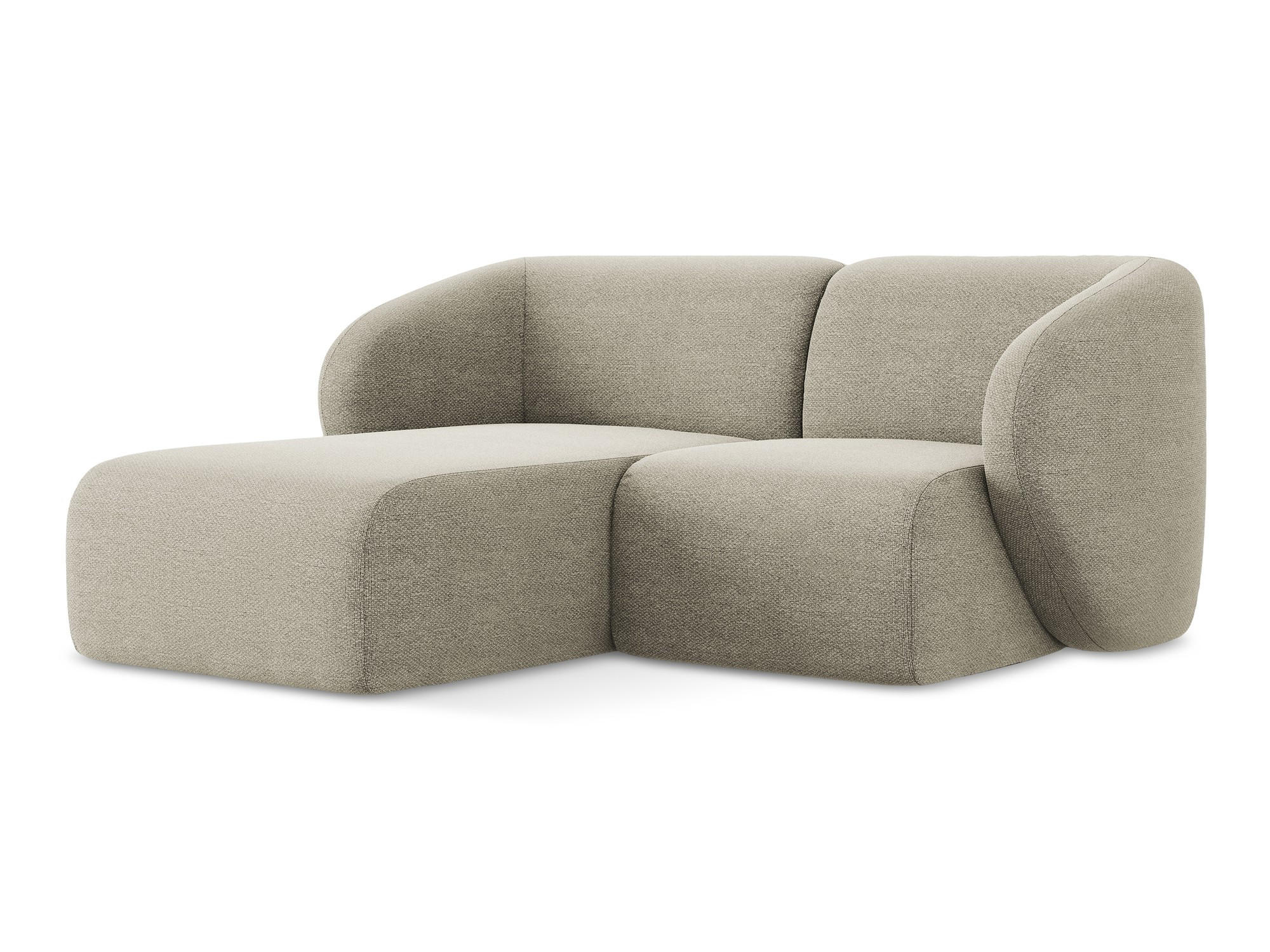 ECKSOFA Links Bouclé Stoff Grau - Taupe/Schwarz, Holzwerkstoff/Kunststoff (178/166cm) - Makamii