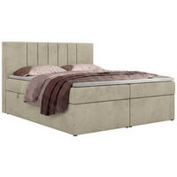 POSTEL BOXSPRING INERO 200/200 - Béžová Samet - Topper Visco - H3 - černá/béžová, textil/plast (200/200cm) - MKS