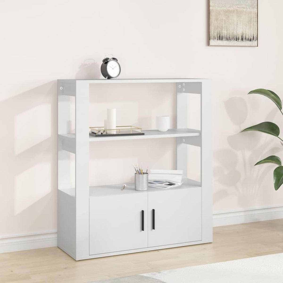 SIDEBOARD Weiß 80x30x90 cm Holzwerkstoff - Weiß, Holzwerkstoff (80/90/30cm) - furnicato