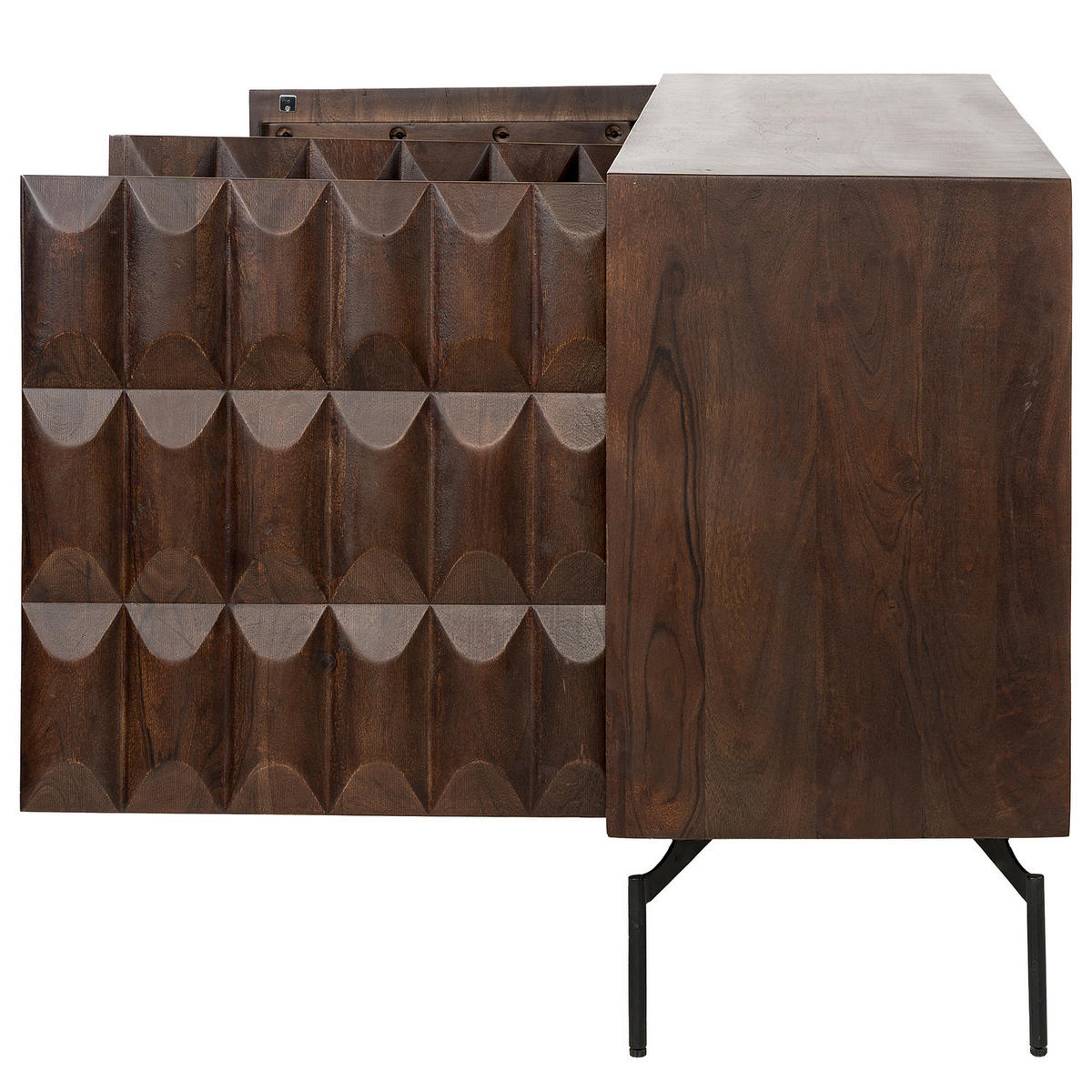 MASSIVES SIDEBOARD - Akazie Dunkel - Schwarz/Braun, Holz/Metall (160/76/40cm) - home24