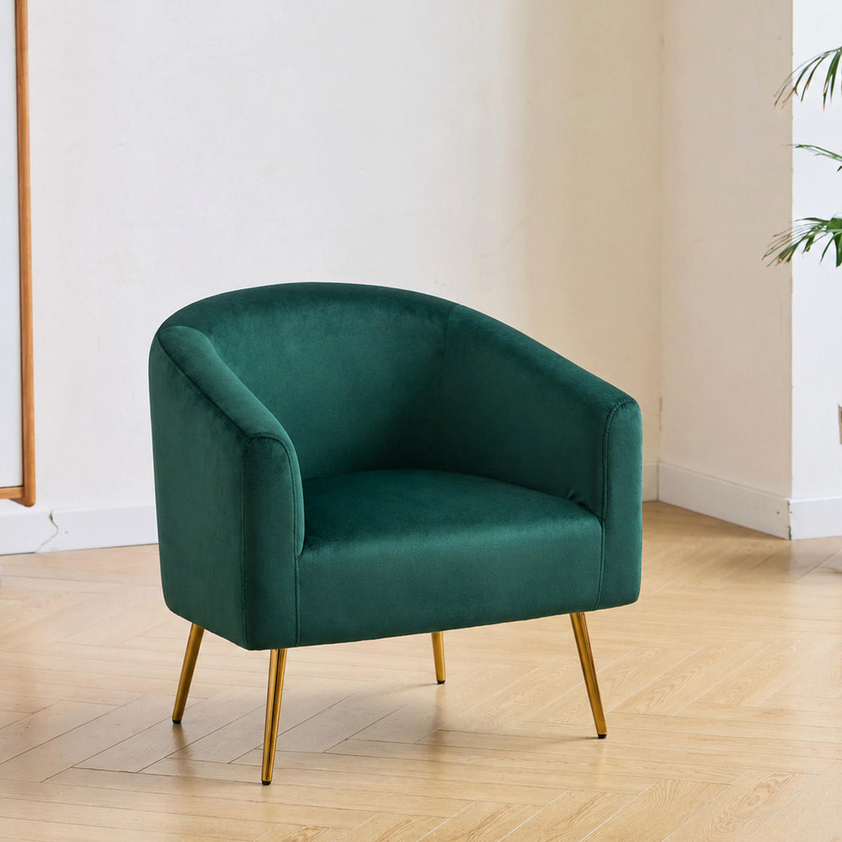 SESSEL Samt Grün - Grün, Textil (75/76/65cm) - Nordlys