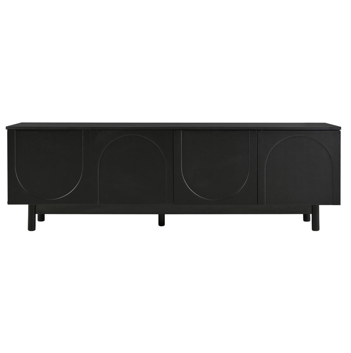 TV-SCHRANK aus MDF und Spanplatte 175x38x56 cm Schwarz mit Push-to-Open und verstellbaren Einlegeböden - Schwarz, Holzwerkstoff (175/56/38cm) - Modfu