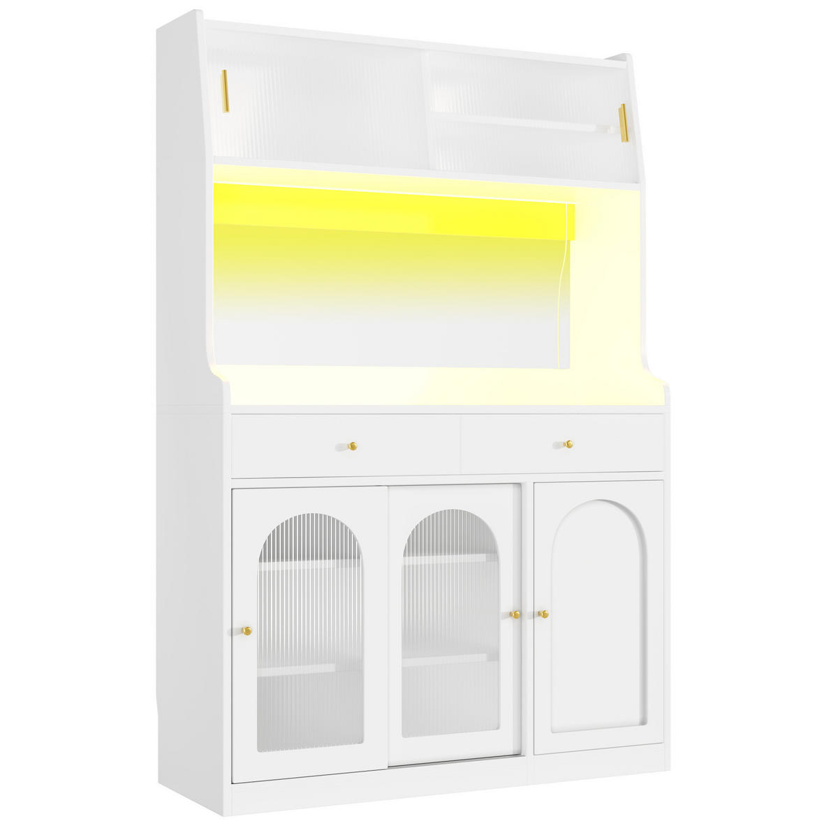 ANRICHTE 120/40/180 cm in Weiß mit LED-Beleuchtung und 2 Schubladen - Weiß, Holzwerkstoff (120/180/40cm) - Flora Grace