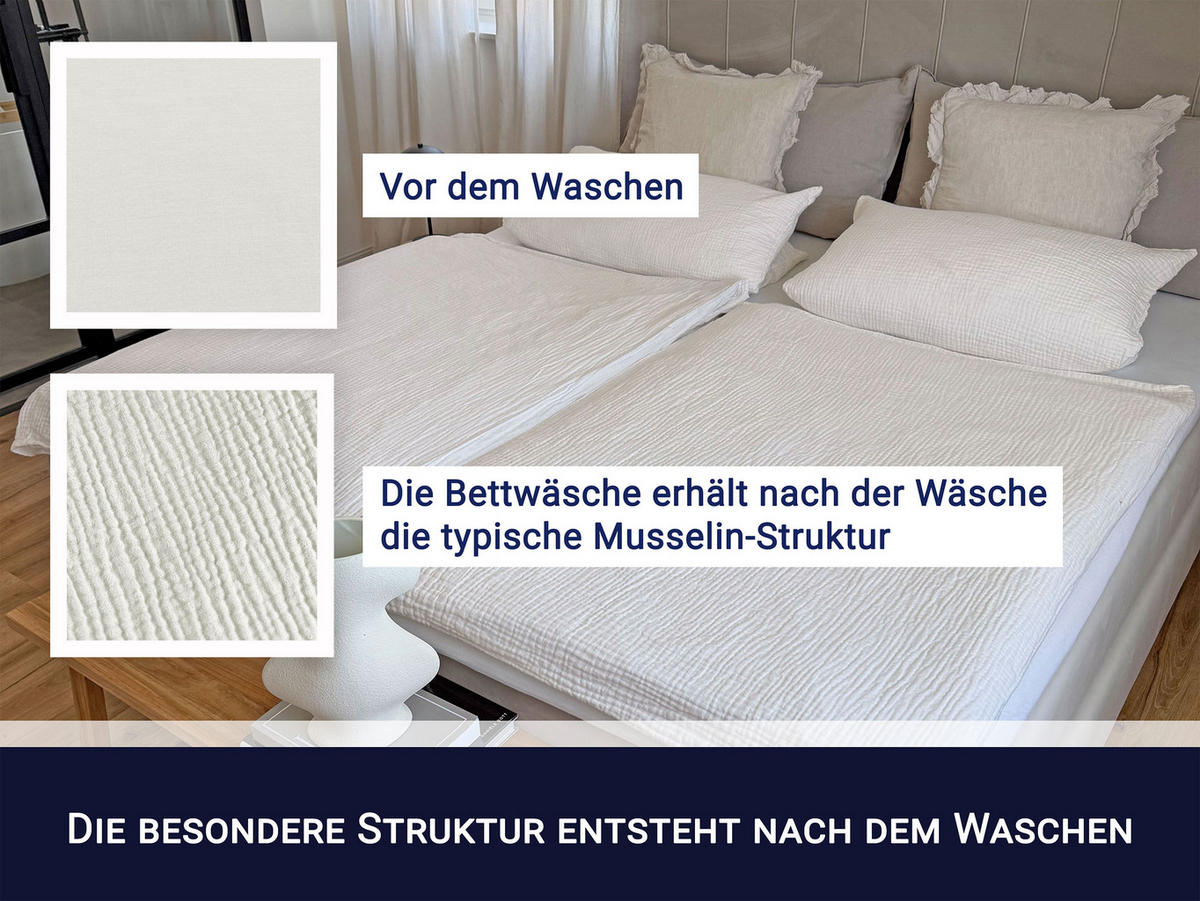 BETTWÄSCHE, 2er-Set, 80x80+135x200 cm, 100% Baumwolle, Beige - Creme, Textil (135/200cm) - Zollner