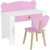KINDERSCHREIBTISCH Set mit Tischplatte & Schublade Kinder Schreibtisch und Stuhl - Rosa, Holz (41/74.5/80cm) - AIYAPLAY