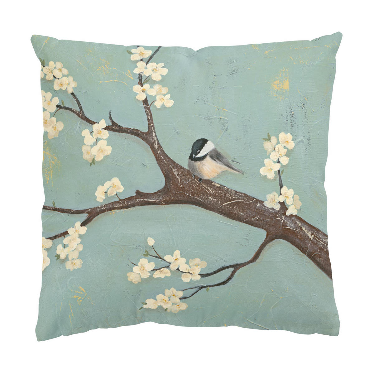 DEKOKISSEN 2er-Set Meise auf Kirschbaum Set I 50/50 cm - Grün, Textil (50/50cm) - Bilderwelten