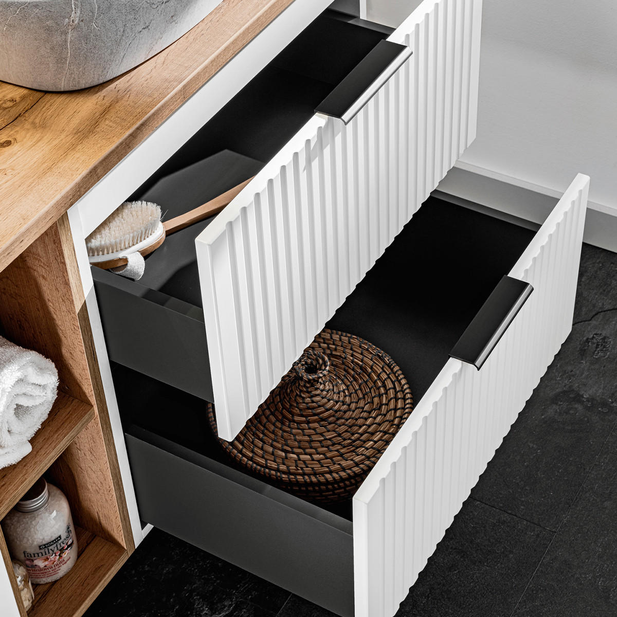 BADMÖBEL Adriel 2er-Set Weiß - Weiß, Holzwerkstoff (140.8/59/46cm) - Petits-meubles