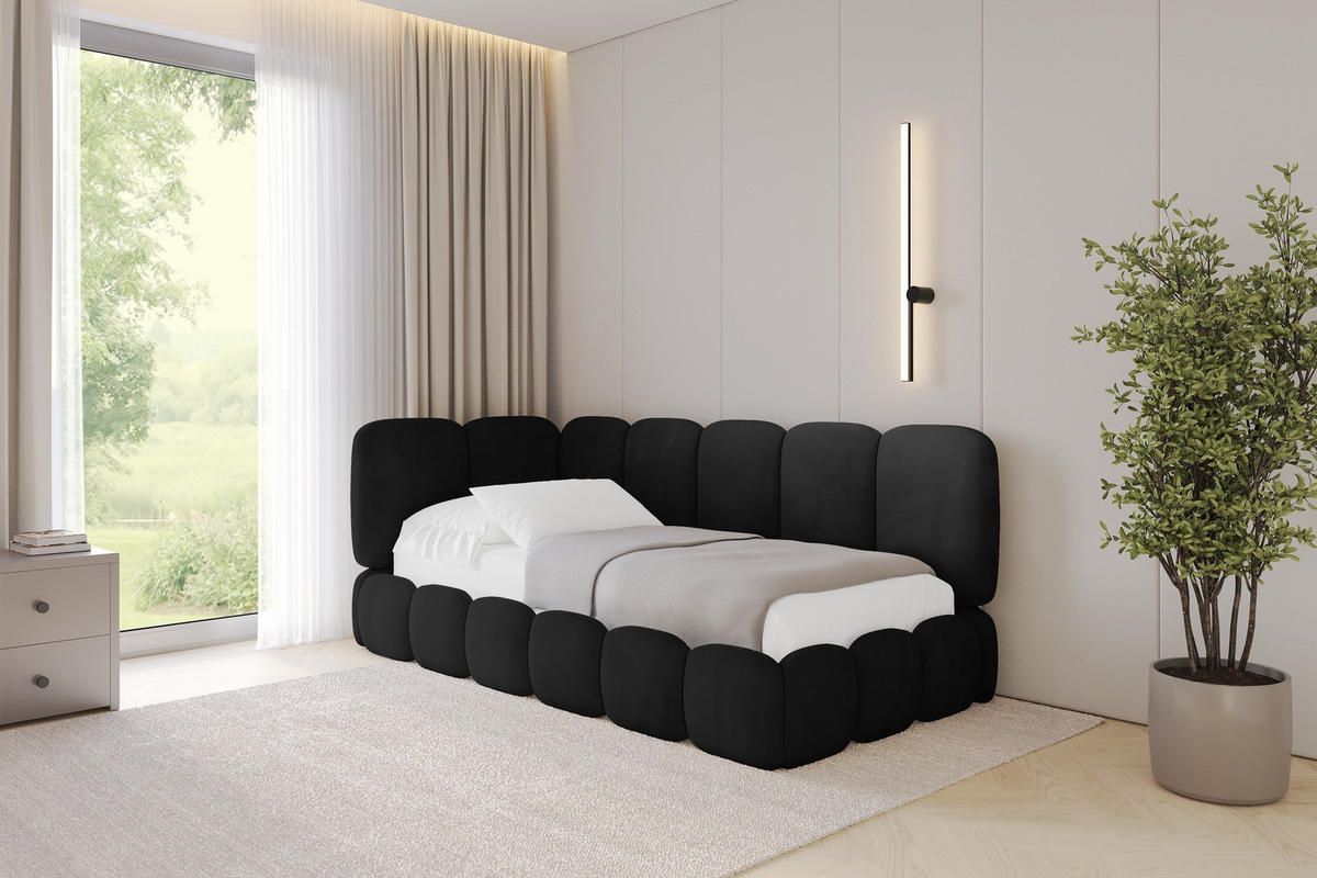 EINZELLBETT Jugendbett mit Bettkasten, Rechts - AVRY 100x200 Schwarz - Anthrazit/Schwarz, Holzwerkstoff/Textil (100/200cm) - ALTDECOR