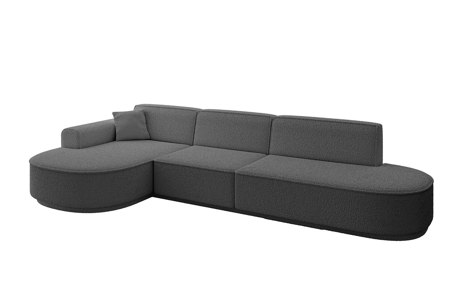 ECKSOFA Ottomane Links MARI-L2-v3 - 328x171x83 cm Grau Bouclé - Schwarz/Grau, Holzwerkstoff/Kunststoff (328/171cm) - ALTDECOR