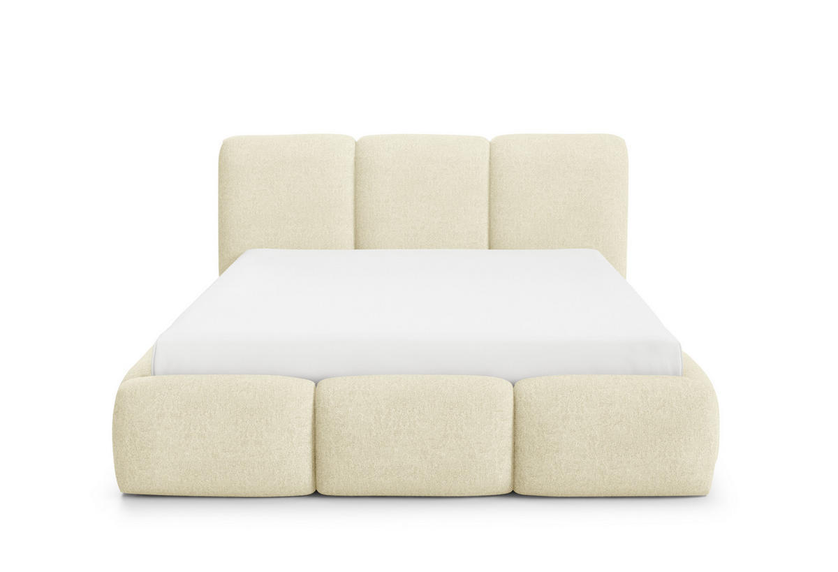 POLSTERBETT BOVA 180x200 cm mit Bettkasten,Lattenrost,Doppelbett,Boxspringbett-Optik-Creme - Creme, Holz (180/200cm) - Furnistar