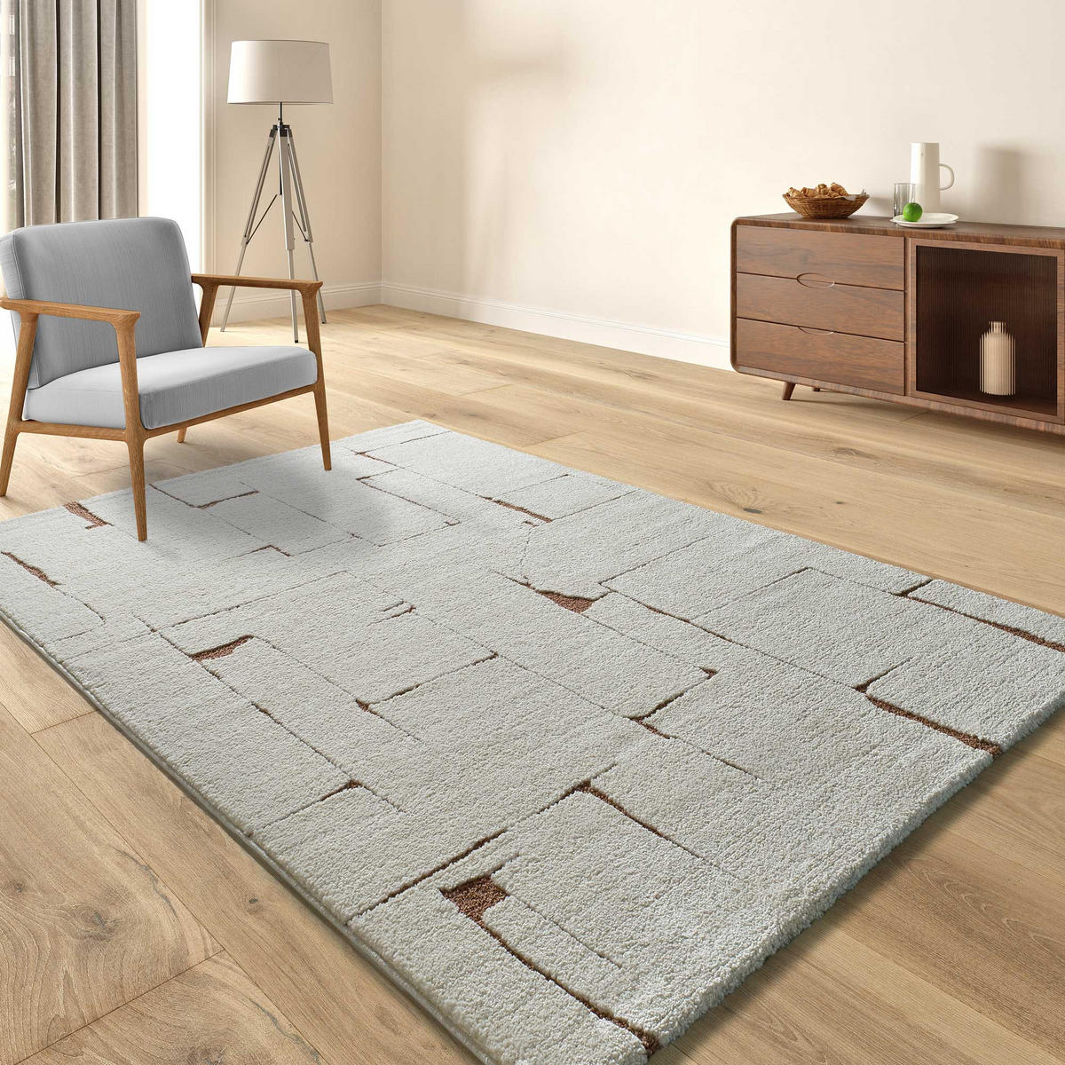 WEBTEPPICH im skandinavischen Stil Creme Candela 200/290 cm - Creme, Naturmaterialien/Textil (200/290cm) - Atticgo