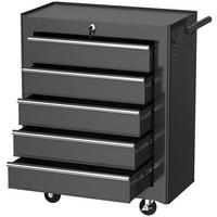 WERKSTATTWAGEN leer Werkzeugwagen abschließbar mit 5 Schubladen Schwarz - Schwarz, Metall (33/75/61.6cm) - HOMCOM