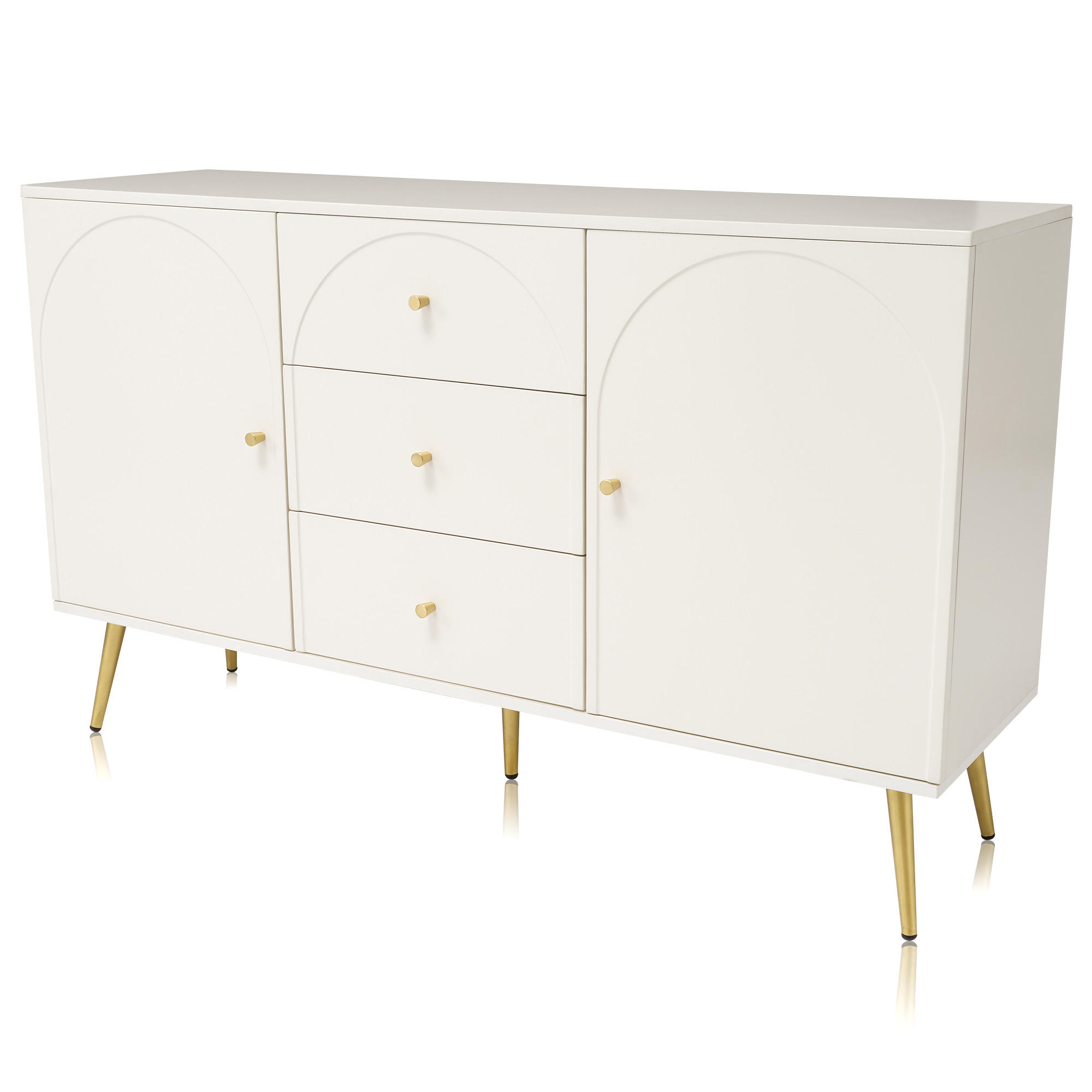 KOMMODE DE-37492 140/40/84 cm mit 2 Türen und 3 Schubladen Creme-Weiß - Creme, Holzwerkstoff (140/40/84cm) - ComfortXL