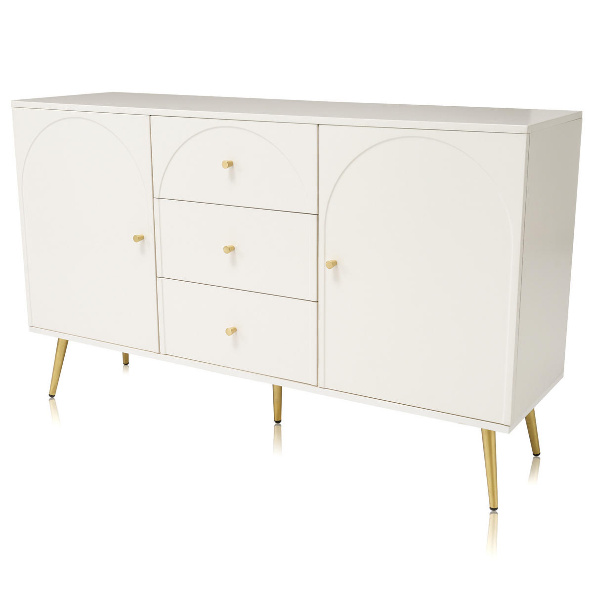 SIDEBOARD Cremeweiß 140/40/84 cm - Creme, Holzwerkstoff/Metall (40/84/140cm) - Urban Meuble