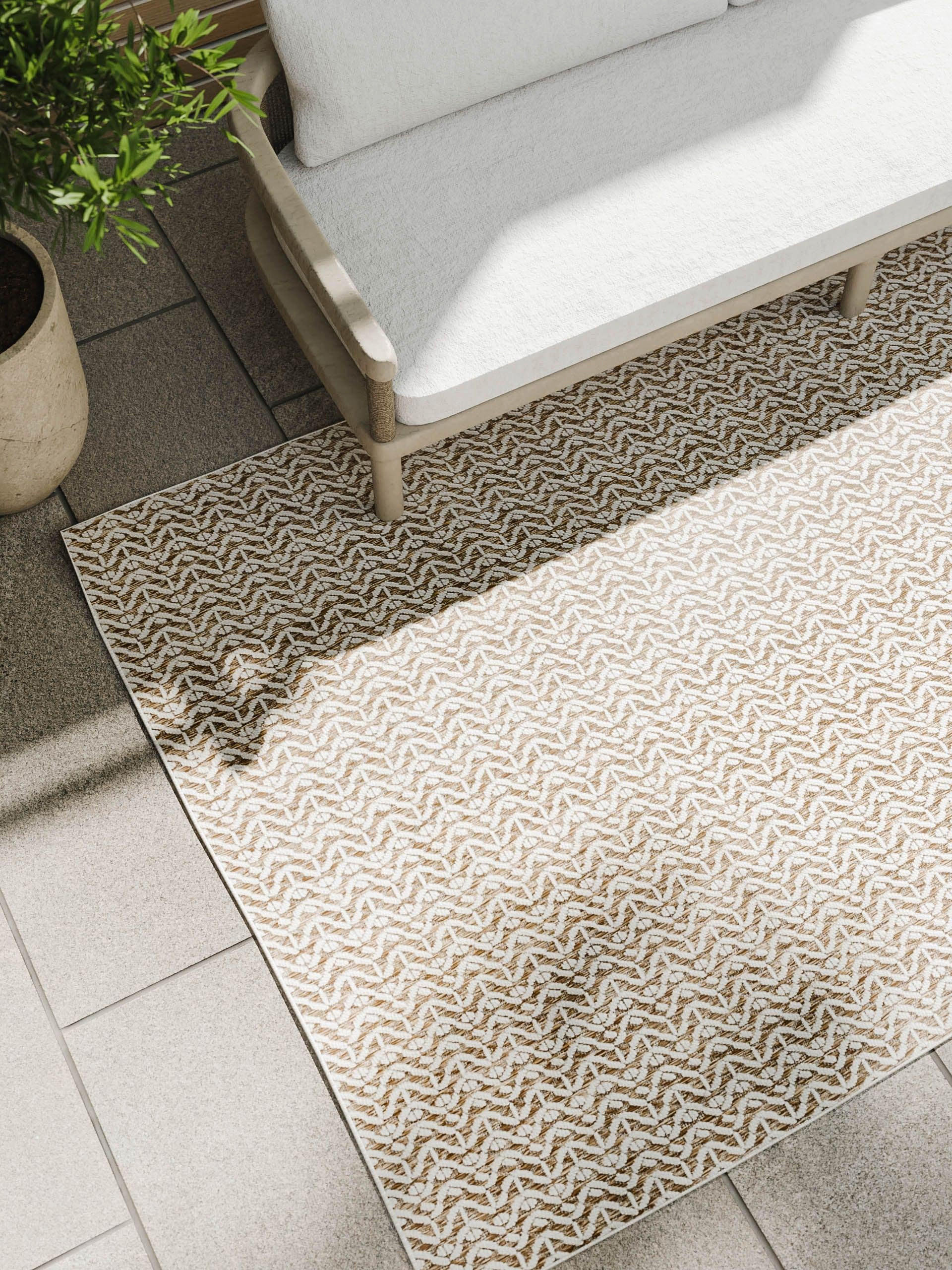 Thumbnail - benuta Outdoorteppich, Creme, Kunststoff, Rechteckig, 80x150 cm, wasserabweisend, Teppiche & Böden, Teppiche, Outdoortep...