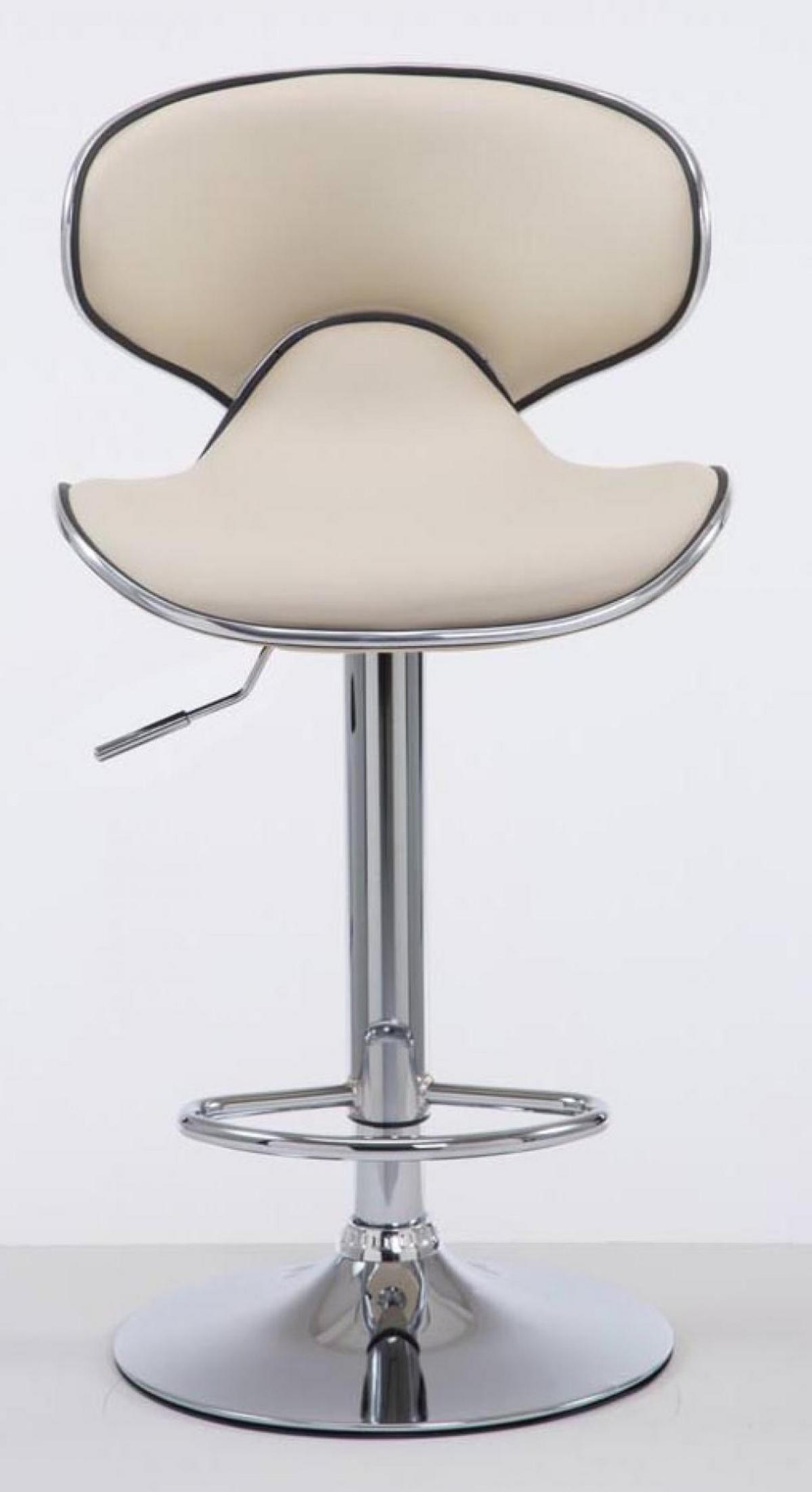 BARHOCKER 2er Set Lederlook creme - Chromfarben/Creme, Textil/Metall (46/88/49cm) - CLP