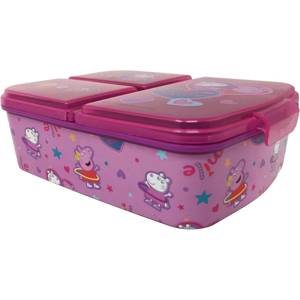 BROTDOSE mit Fächern Peppa Wutz 18 cm - Multicolor, Kunststoff (14/7/18cm)
