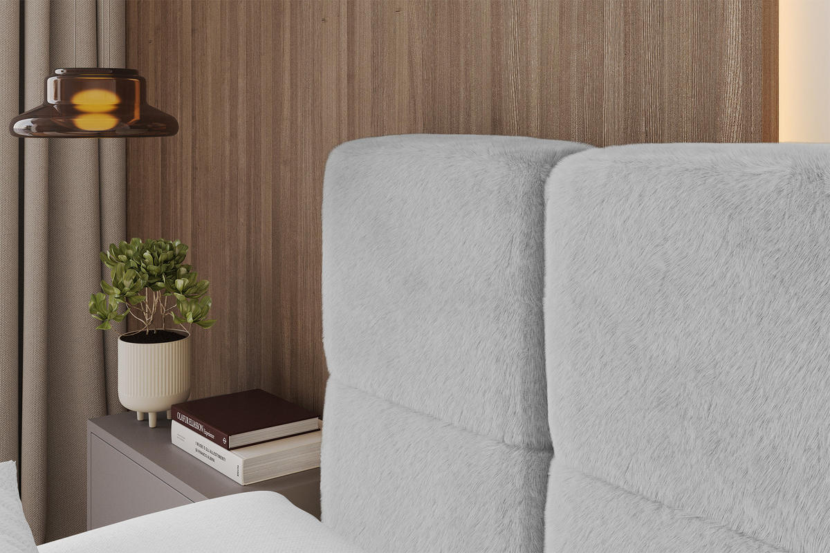 POLSTERBETT mit Bettkasten und Lattenrost mit Kopfteil, Boxbett ohne Matratze, mit Stauraum - NATA 160x200 Hellgrau - Hellgrau, Holzwerkstoff/Textil (160/200cm) - ALTDECOR