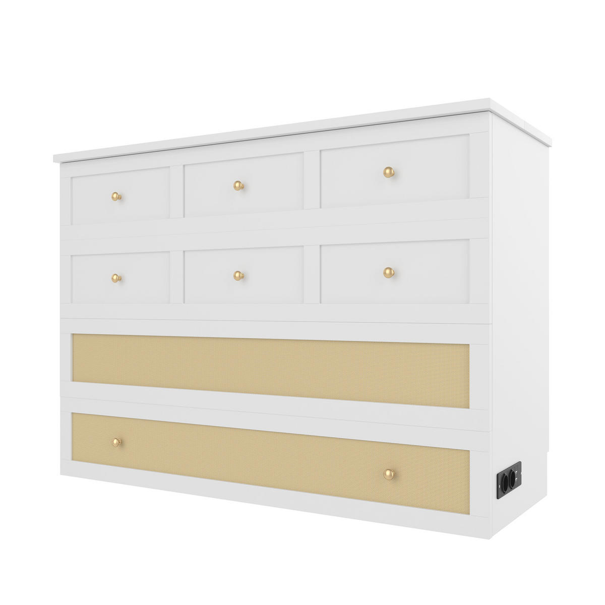 SCHRANKBETT 140/200 mit Schubladen, Regal, USB, Steckdose und umbaubarem Design in Weiß - Weiß, Holzwerkstoff (140/200cm) - EVRYAE