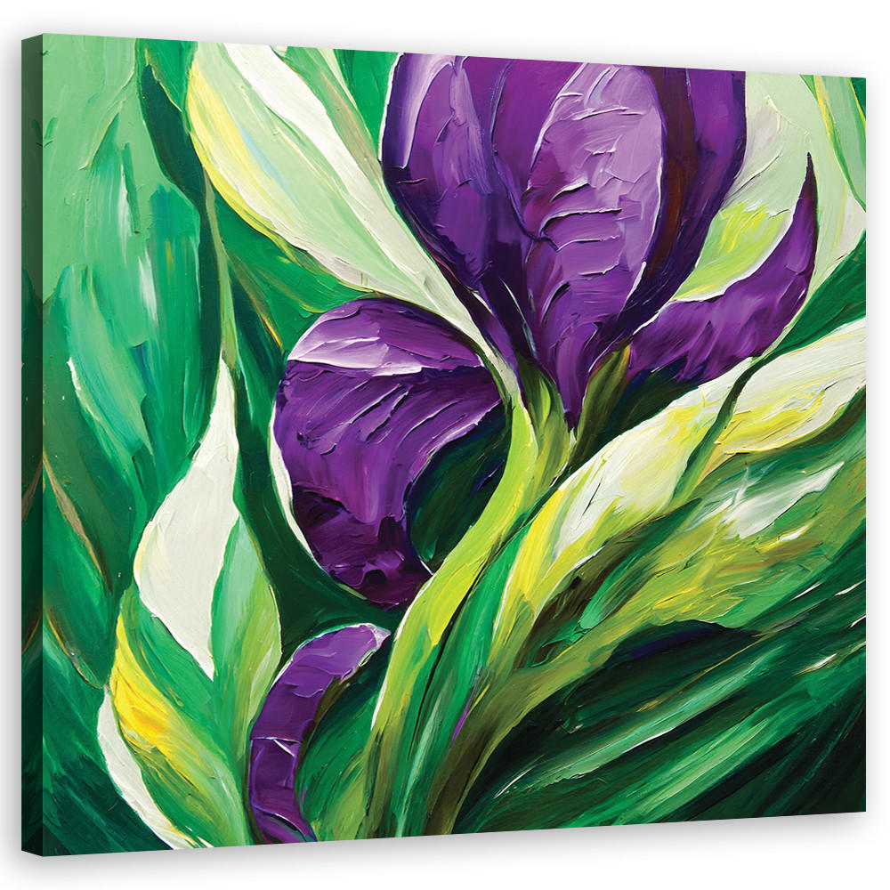 WANDBILD lila gemalte blumen - Lila, Textil (50/50cm) - Feeby