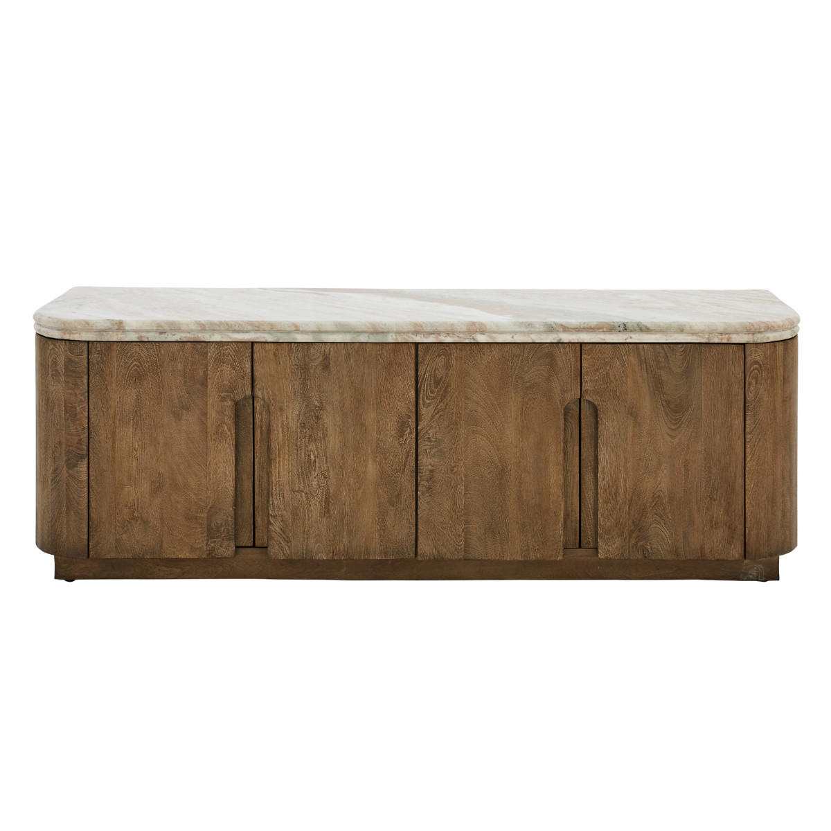 TV-SCHRANK aus Massivholz und Marmor 146/48/42 cm - Beige, Holz (42/48/12cm) - Signature