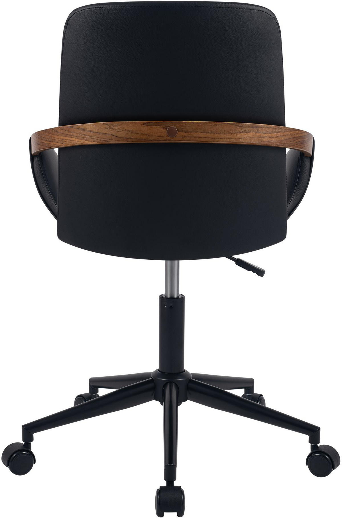 DREHSTUHL Lederlook Walnuss/Schwarz - Walnussfarben/Schwarz, Textil/Metall (53/81/57cm) - CLP