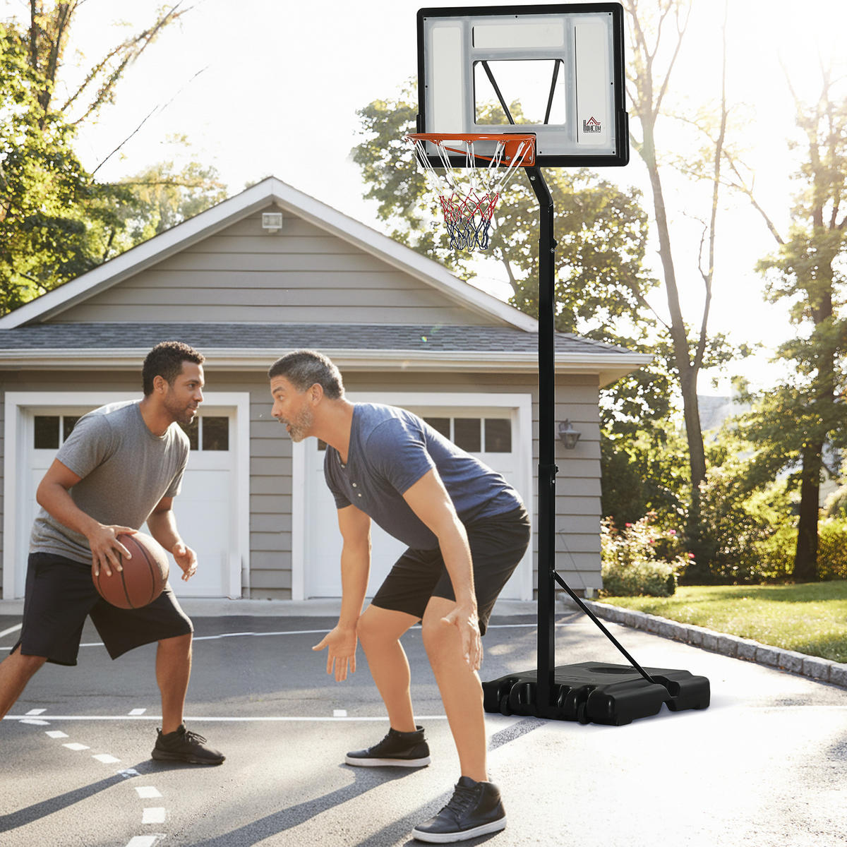 BASKETBALLSTÄNDER mit Rädern rollbar 210-260 cm höhenverstellbar Stahl Schwarz - Schwarz, Metall (60/90cm) - HOMCOM