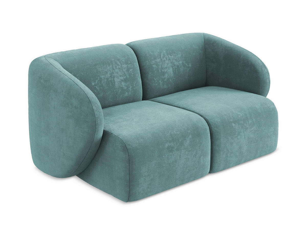 2-SITZER-SOFA Chenille Stoff Blau - Blaugrau/Schwarz, Holzwerkstoff/Kunststoff (174/75/94cm) - Makamii