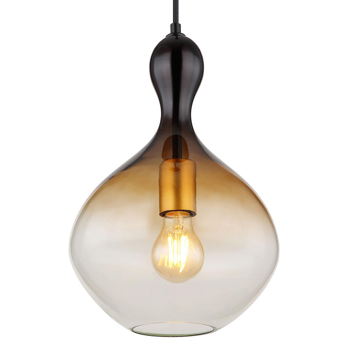 LED HÄNGELEUCHTE Metall Schwarz-Gold - Schwarz, Glas (23/23/120cm) - Globo Lighting