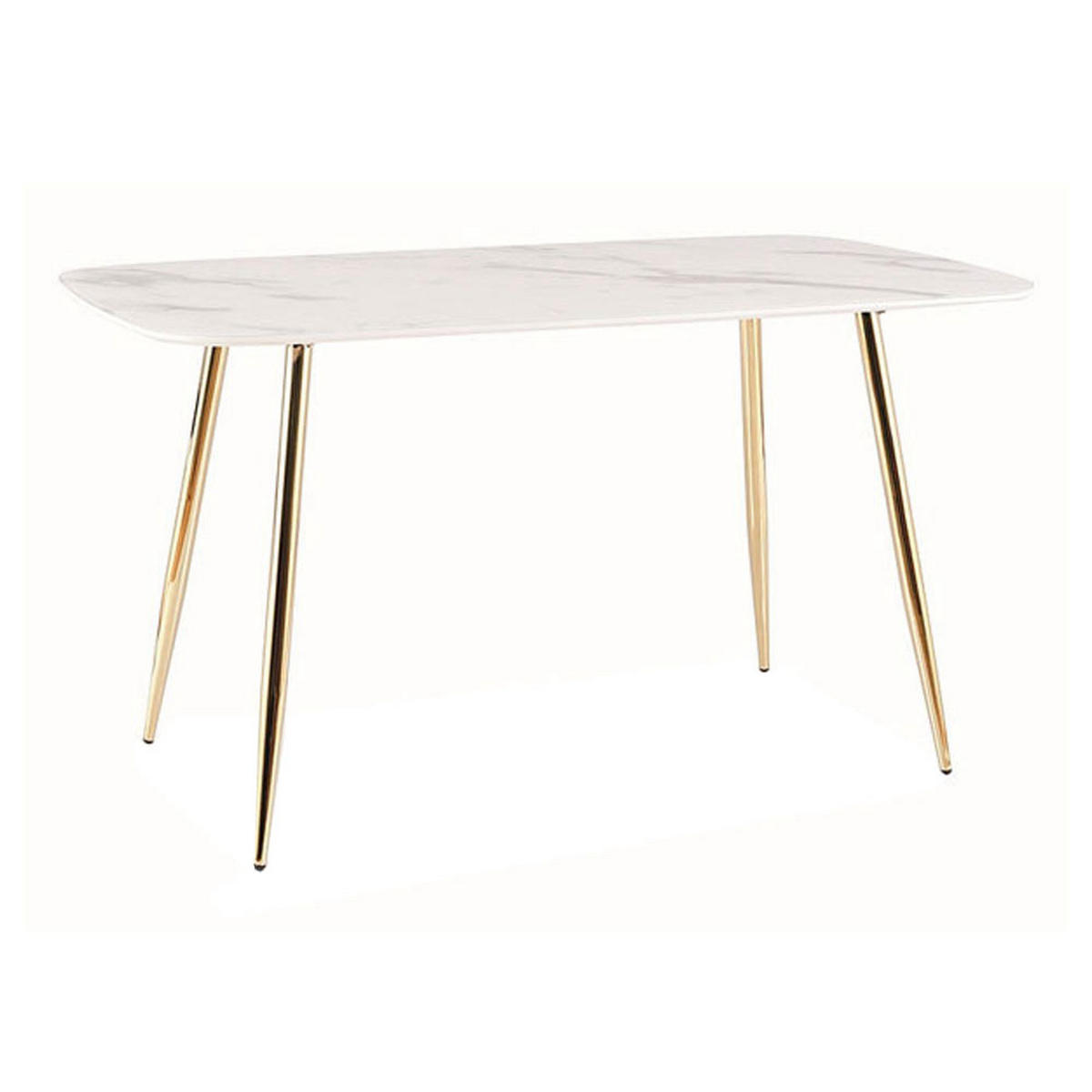 ESSTISCH Ceres weiß Marmor / Gold 140 / 80 / 75cm - Goldfarben/Weiß, Glas/Holz (80/140/75cm) - Feldmann-Wohnen